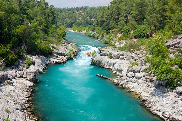 Rafting down a beautiful river